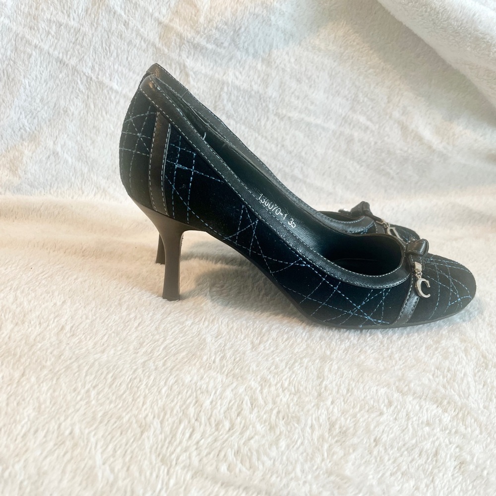 Dior Black Cannage Stitched Bow Pumps - Picture 2 of 9